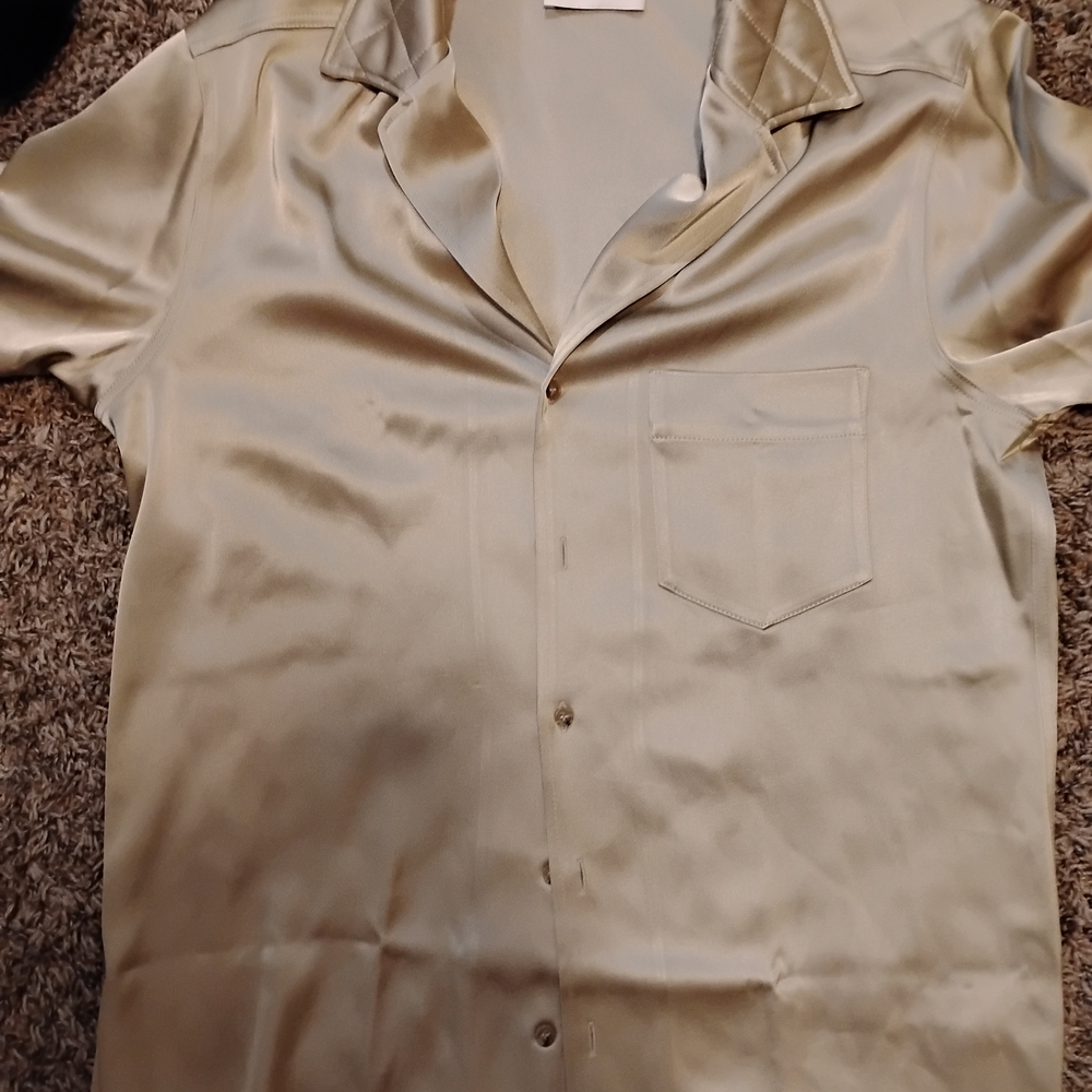 Nanushka Satin Button Down Shirt - Cream